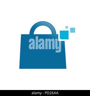 Sac shopping numérique symbole vecteur modèle de conception de logo graphique Illustration de Vecteur