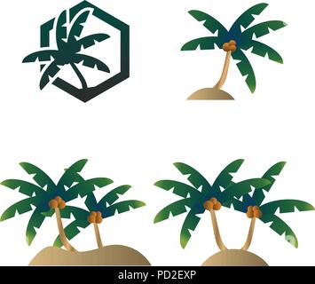 Collection de palmier modèle de conception de logo d'été Illustration de Vecteur