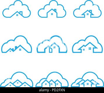 Illustration du modèle cloud house icône logo Vector Illustration de Vecteur