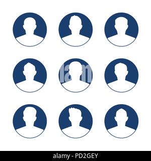 Profil de l'application ou à l'icône de l'utilisateur défini. Groupe d'hommes avatar modèle. Collection d'icônes de l'utilisateur. Symbole de personnes du site web à l'avatar. Vector illustration Illustration de Vecteur