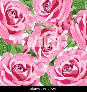 Roses rose vif Vector floral background pour les invitations de mariage Illustration de Vecteur