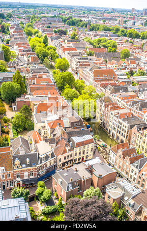 Vue aérienne du centre-ville historique d'Utrecht, Pays-Bas Banque D'Images