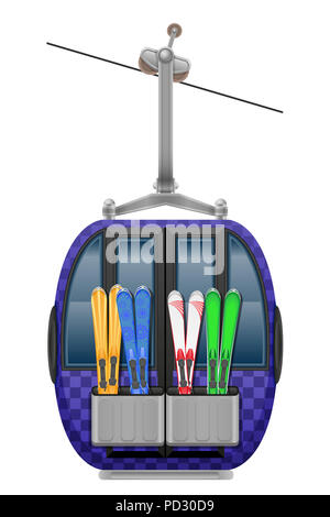 Téléphérique ski chalet vector illustration isolé sur fond blanc Banque D'Images