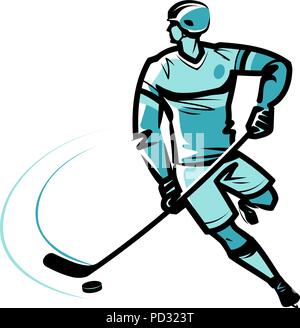 Le joueur de hockey. Vector illustration croquis Illustration de Vecteur