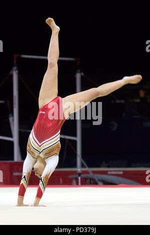 Glasgow, Ecosse, Royaume-Uni. 5 Août, 2018. La Belgique Axelle Klinckaert participe à l'étage final, pendant la journée 4 de la Glasgow 2018 Championnats d'Europe, à l'ESS Hydro. Iain McGuinness / Alamy Live News Banque D'Images