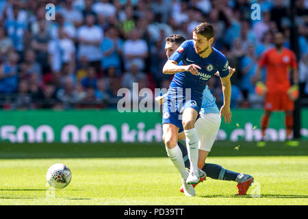 Jorginho de Chelsea au cours de la FA 2018 Bouclier communautaire match entre Chelsea et Manchester City au stade de Wembley, Londres, Angleterre le 5 août 2018. 5 Août, 2018. Credit : AFP7/ZUMA/Alamy Fil Live News Banque D'Images