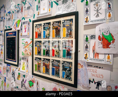 Les jouets peuvent être avec vous. Les jouets et les films Star Wars à l'exposition New Walk Museum, Leicester. Banque D'Images