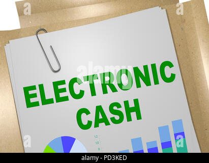 3D illustration de l'argent électronique à titre de document d'entreprise Banque D'Images