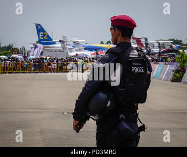 Singapour - Feb 10, 2018. Commandement des opérations spéciales des soldats travaillant au Centre d'exposition de Changi à Singapour. Banque D'Images
