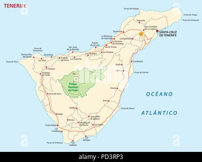 Vector road map of Canary Island tenerife Illustration de Vecteur