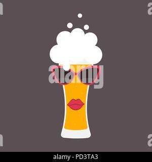 Verre à bière avec des lunettes. De la bière (Oktoberfest). L'illustration pour la publicité, affiche, flyer. Logo du modèle de symbole. Vecteur isolé illustrati Illustration de Vecteur