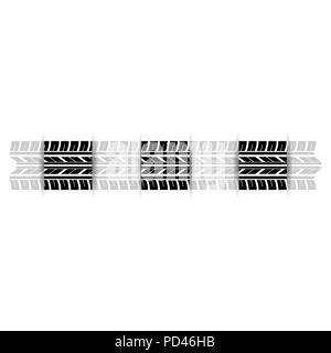 Noir et gris de trace de pneu d'ossature isolé sur fond blanc Illustration de Vecteur