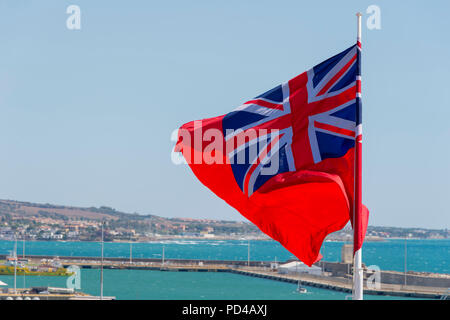 Union Jack Flag sur un paquebot de croisière Queen Victoria Banque D'Images