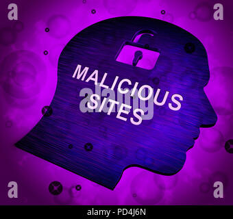 Site malveillant Infection Site Web de rendu 3d'avertissement d'alerte montre contre Ransomware Trojan et virus dangereux Banque D'Images