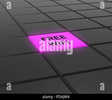 Connexion Wi-Fi au réseau local, connexion Wi-Fi gratuite Logo Surf Rendu 3D montre les services en ligne Accès sans fil pour la communication et le surf Cyber Banque D'Images