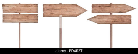 Ancienne nature bois enseignes, des flèches et des repères Banque D'Images