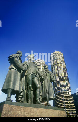 1988 MONUMENT HISTORIQUE PLACE HEALD MARINA CITY TOWERS LA BOUCLE CHICAGO ILLINOIS USA Banque D'Images