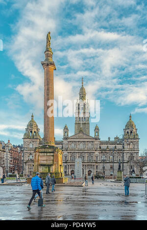 GLASGOW, ÉCOSSE - 11 février 2014 : La ville Chambres dans George Square, Glasgow, Ecosse Banque D'Images