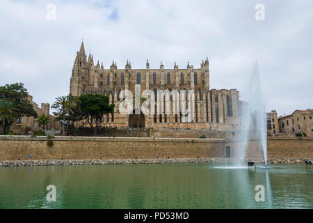 Cathédrale La Seu Palma de Mallorca resort une ville et la capitale de l'île espagnole de Majorque (Mallorca), dans l'ouest de la Méditerranée. L'énorme Sa Banque D'Images