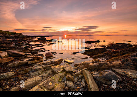 Coucher du soleil à Hoxa Head, South Ronaldsay, Orkney Banque D'Images