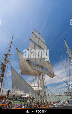 1877 Tall Ship Elissa (ou Elyssa) au Texas Seaport Museum sur Galveston Bay, Galveston, Texas. Banque D'Images