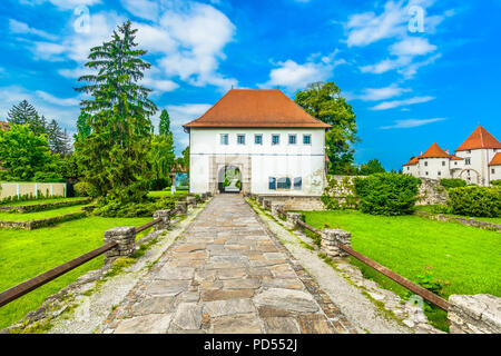 Vue panoramique à l'architecture historique de la vieille ville de Varazdin, ancienne capitale de la Croatie. Banque D'Images