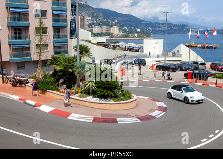 Circuit de Monaco et l'entrée de la rue en épingle Fairmont Monte Carlo de circuit Banque D'Images