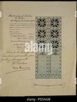 PROYECTO Y PRESUPUESTO DE LA PUERTA PARA EL PANTEON DE ILUSTRES DEL CONGRESO DE LOS DIPUTADOS - 22/12/1914. Emplacement : CONGRESO DE LOS DIPUTADOS-BIBLIOTECA, MADRID, ESPAGNE. Banque D'Images