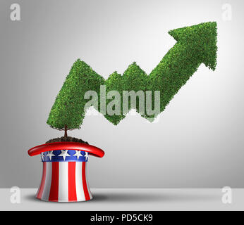 La croissance économique aux États-Unis et le taux de PIB positif et la réussite financière avec produit intérieur brut dans les gains financiers aux États-Unis. Banque D'Images