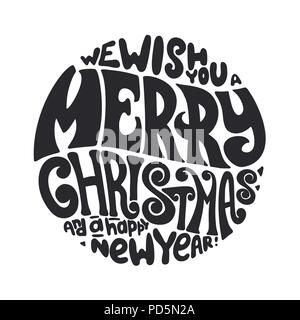 Nous vous souhaitons un joyeux Noël et Bonne Année typographie Illustration de Vecteur