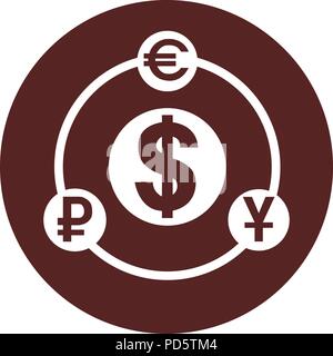 Image vectorielle. Symboles de devises mis en boucle dans les boucles et les cercles blancs Illustration de Vecteur