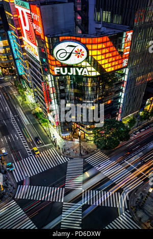 L'île de Honshu, Japon, Tokyo, Kanto, vue aérienne sur Ginza. Banque D'Images