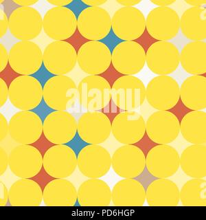 Abstract vector retro seamless tile pattern avec rouns texture géométrique colorée sur jaune Illustration de Vecteur