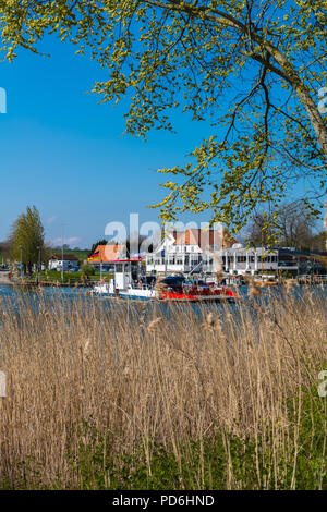 Schlei, Fjord Schlei, ferry boat, bac à câble, reliant les paysages d'Angeln, Missunde et Schwansen, Schleswig-Holstein, Allemagne, Europe Banque D'Images