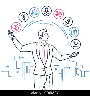 Gestion du temps - illustration style de conception en ligne Illustration de Vecteur