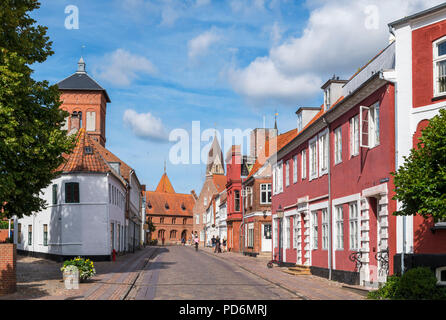 Dagmarsgade dans le centre historique de la ville de Ribe, Jutland, Danemark Banque D'Images