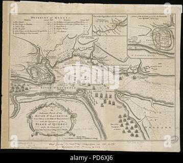 Un authentique plan du fleuve Saint-Laurent, de Sillery à l'automne de Montmorenci, avec les opérations du siège de Québec, sous le commandement d'Vice-Adml. Saunders & Major Général. Wolfe Banque D'Images