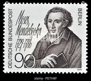 Timbre allemand (Berlin : 1979) : Moïse Mendelssohn (1729 - 1786) philosophe juif allemand Banque D'Images