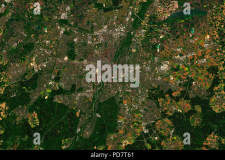 Munich en Bavière, Germny vu de l'espace - contient des données à partir de la Sentinelle Copernicus modifié ESA Banque D'Images