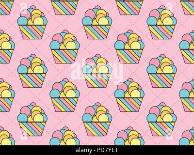 Modèle sans couture Cupcake. Gâteau coloré. Vector illustration Illustration de Vecteur