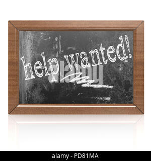 Help Wanted texte écrit sur le tableau noir, 3D Rendering Banque D'Images