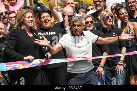 London Pride 2018 comprend : Sadiq Khan, Penny Mordaunt MP Où : London, Royaume-Uni Quand : 07 Juil 2018 Crédit : John Rainford/WENN Banque D'Images