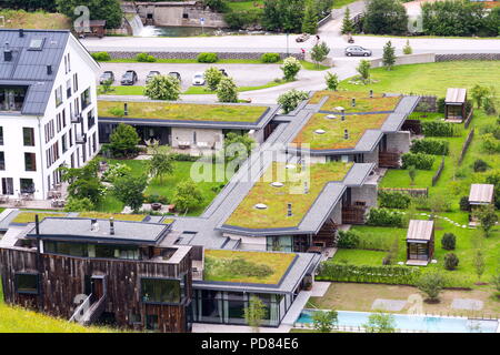 Vue aérienne de vastes green living Sod roofs de végétation Banque D'Images