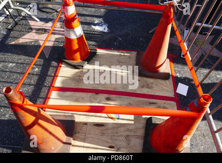 HOLLYWOOD, CA - 6 août : une vue générale de l'atmosphère de l'étoile de Donald Trump sur Hollywood Walk of Fame le 6 août 2018 à Hollywood, Californie. Photo de Barry King/Alamy Live News Banque D'Images