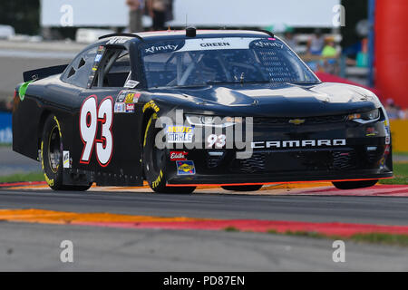 4 août 2018 : EUROSPORT France pilote de la série NASCAR Jeff Green (93) au cours de la série NASCAR Zippo 200 EUROSPORT France au Glen le Samedi, Août 4, 2018 à Watkins Glen International, à Watkins Glen, New York. Barnes riche/CSM Banque D'Images