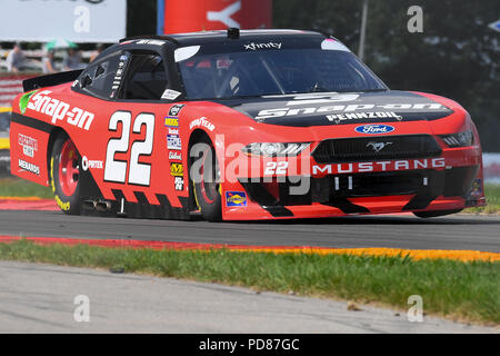 4 août 2018 : EUROSPORT France pilote NASCAR Série Joey Logano (22) au cours de la série NASCAR Zippo 200 EUROSPORT France au Glen le Samedi, Août 4, 2018 à Watkins Glen International à Watkins Glen, New York. Barnes riche/CSM Banque D'Images