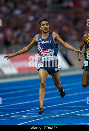 7 août 2018 : Morad Amdouni de Â France gagner mètre 10000 mens finale au Stade Olympique de Berlin, à l'European Athletics Championship. Ulrik Pedersen/CSM Banque D'Images