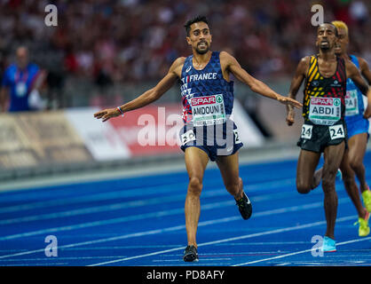 7 août 2018 : Morad Amdouni de Â France gagner mètre 10000 mens finale au Stade Olympique de Berlin, à l'European Athletics Championship. Ulrik Pedersen/CSM Banque D'Images