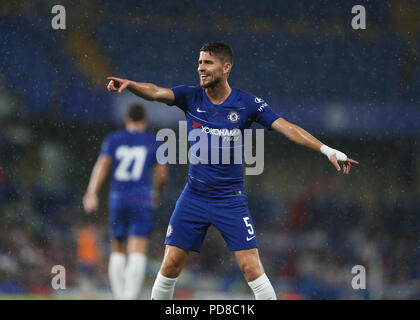 Stamford Bridge, Londres, Royaume-Uni. 7e août 2018. Pré saison friendly football, Chelsea contre Lyon ; Jorginho de Chelsea en criant : Action Crédit instructions Plus Sport/Alamy Live News Banque D'Images