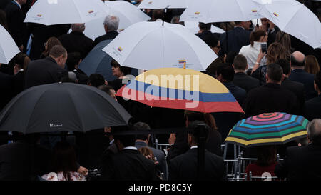 Bogota, Colombie. 7 août 2018. Inauguration du nouveau président de la Colombie, M. Ivan Duque. L'événement a eu lieu à la place Bolivar à Bogota, Colombie. Crédit : Luis Gomez/Alamy Live News Banque D'Images